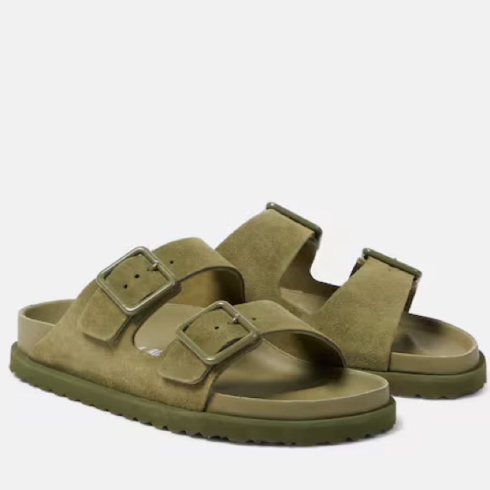 Birkenstock 1774 Arizona Moss Green Suede Sandals